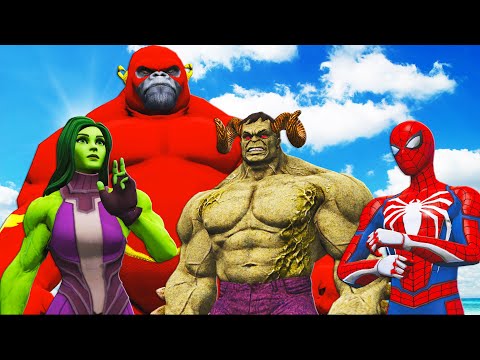 Видео: флэш горилла против человека-паука и мстителя халка и она халк