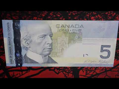 Видео: Обзор банкноты 5 долларов Канады образца 2001 года