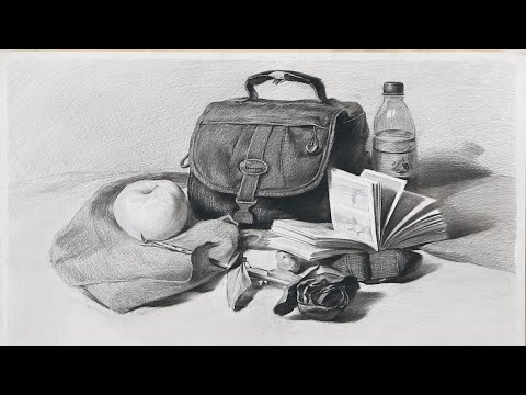 Видео: Графитовый рисунок натюрморта