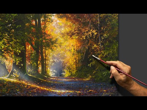 Видео: "Осенняя пора года" Акриловая картина. Художник - Виктор Юшкевич. #116