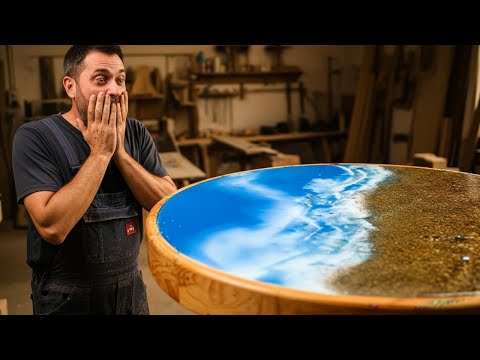 Видео: Он создал ПЛЯЖ внутри стола (волна из смолы идеальна!)