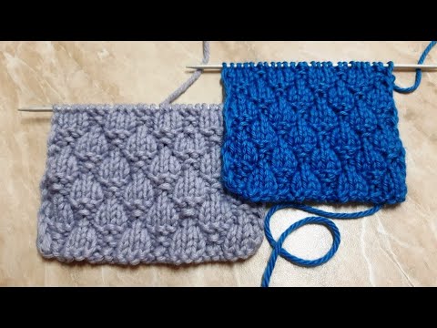 Видео: Красивый узор спицами, лицевыми и изнаночными петлями // Pattern with front and back loops