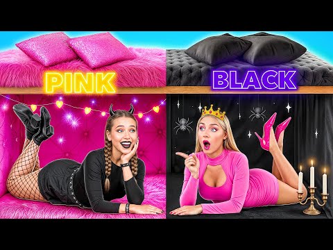Видео: Секретные Домики под Кроватью | Розовое или Черное Челлендж от Multi DO Girls