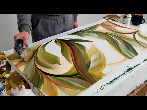 Видео: УХ ТЫ!! Даже лучше!? 🍂Перекрещивающаяся листва/легкая абстрактная акриловая картина
