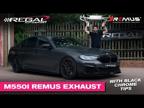 Видео: BMW G30 M550I получает апгрейд выхлопной системы REMUS! (задняя часть оси + чёрные хромированные ...