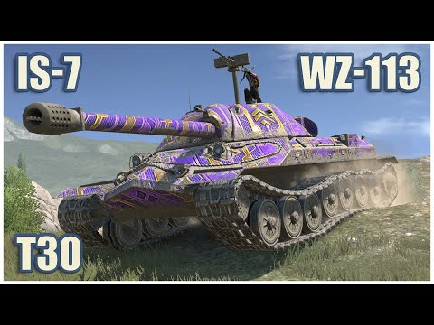 Видео: ИС-7, WZ-113 & T30 • WoT Blitz Gameplay