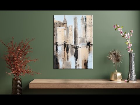 Видео: Простая абстрактная городская живопись / Акриловая живопись / STEP by STEP/MariArtHome