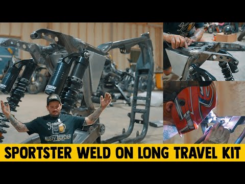 Видео: Установка: комплект подрамника C&J Hooligan Travel 8,5 дюйма для Sportsters