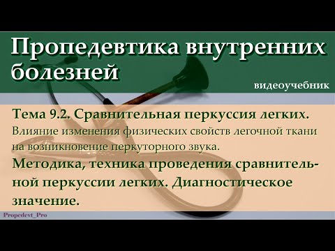 Видео: Тема 9.2. Сравнительная перкуссия легких. Методика, техника. Диагностическое значение.