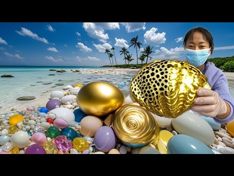 Видео: Гигантская морская жемчужница с растущим внутри аметистовым орехом.