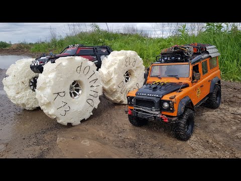 Видео: ПсевдоШЕРП против LR Defender ... Шины из ПЕНЫ. OFFroad 4x4 Traxxas Summit