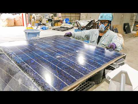 Видео: Переработка 100 солнечных панелей в день в новые материалы – огромный завод по переработке отходов