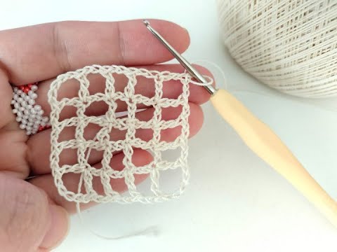 Видео: Филейная сетка из центра - вяжем идеальные квадратики по кругу