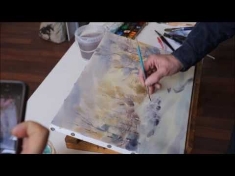 Видео: ЗИМНИЙ ПЕЙЗАЖ. Мастер-класс И.Манухова в студии НАДЕЖДА