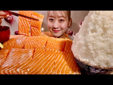 Видео: ASMR сашими из лосося【русские субтитры】【Mukbang/ Eating Sounds】