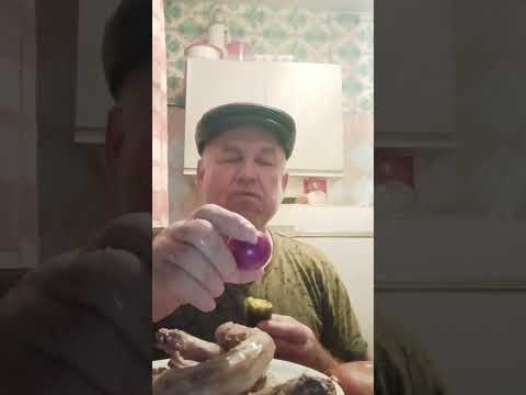 Видео: Ем шеи индейки с огурчиком и луком.