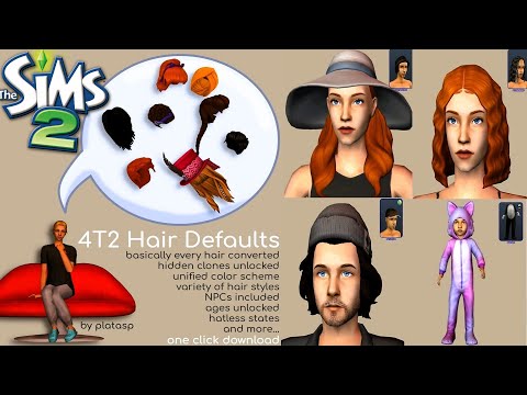 Видео: 💇ДЕФОЛТНЫЕ ПРИЧЕСКИ💇‍♂️4t2👨‍🦱Моя папка Downloads👩‍🦰The Sims 2🧸скачать👧обзор