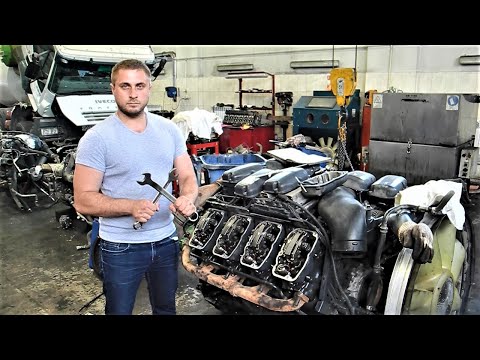 Видео: SCANIA V8 16L - Регулировка клапанов на двигателе DC16 грузовика Скания R520. Ремонт двигателя