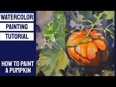 Видео: Урок акварели — Как нарисовать осеннюю тыкву #осень #ежедневноеискусство #скетч