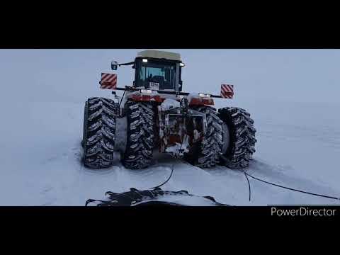 Видео: Снегозадержание трактором РОСТСЕЛЬМАШ-2375 на полях БИО-АГРО