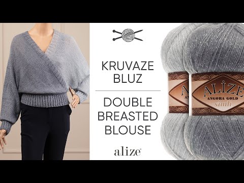 Видео: Alize Angora Gold ile Kolay Kruvaze Bluz •  Double Breasted Blouse • Двубортная блузка