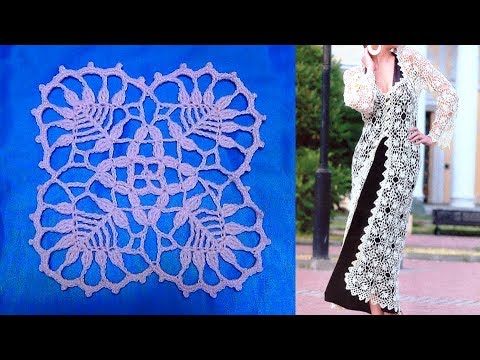 Видео: Мотив для летнего пальто крючком. мк