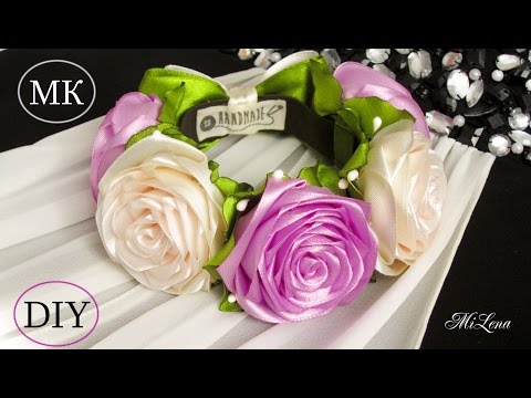 Видео: РЕЗИНКА НА ПУЧОК, МК / DIY Kanzashi Flower Bun Garland Headband / DIY Hair Bun Scrunchies Headband