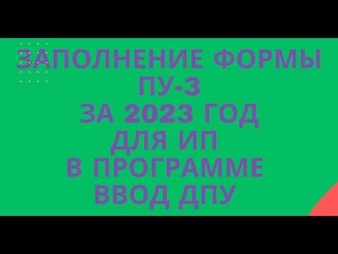 Видео: Заполнение и подача ПУ-3 для ИП в программе ВВОД ДПУ
