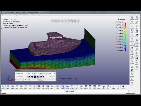 Видео: Моделирование воздействия волн на лодку  Метод ALE  Видео неполное