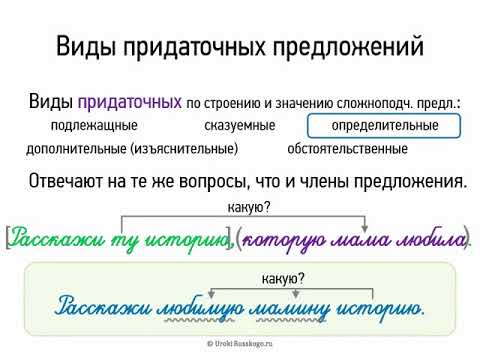 Видео: Виды придаточных предложений (9 класс, видеоурок-презентация)