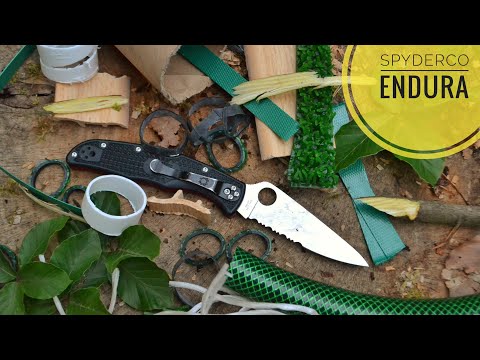 Видео: Нож Spyderco Endura Thin Red Line тест / test