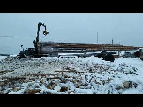 Видео: Лесовоз (хлыстовоз) Урал с установкой Велмаш (timber truck URAL)