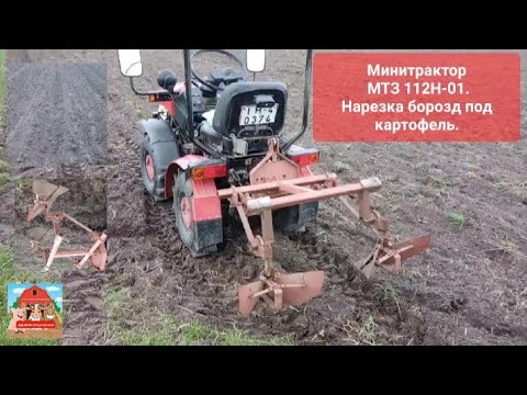 Видео: Минитрактор  МТЗ 112Н-01. Нарезка борозд под картофель. #минитрактор #миник #техника #МТЗ #мтз112