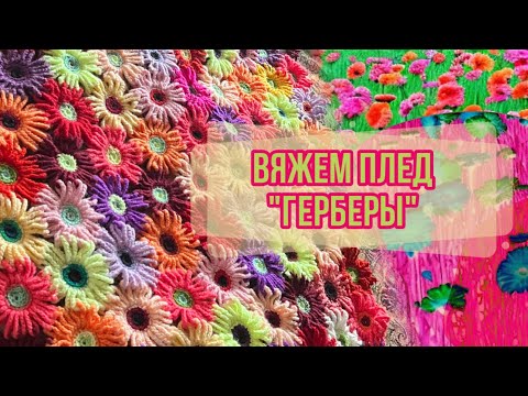 Видео: Плед ГЕРБЕРЫ, крючком.