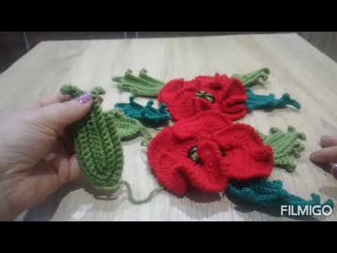 Видео: Вяжем# красивые#рельефные# листья мака#