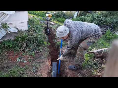 Видео: Быстро выкопать траншею помогая мотобуром.