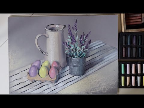 Видео: Мотивация на рисование. Смешанная техника акварель+пастель. Видеоурок "Пасхальный натюрморт".