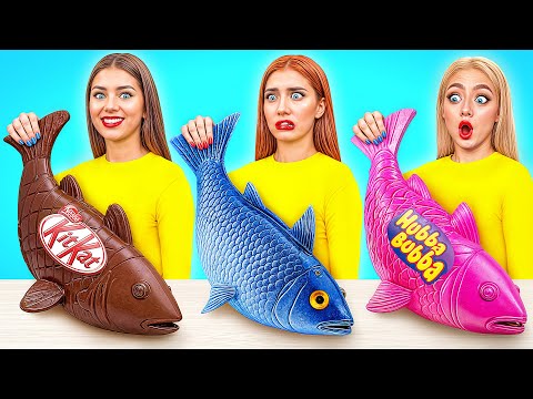 Видео: Мармеладная еда vs Настоящая еда vs Шоколадная еда Челлендж от Super Hyper DO