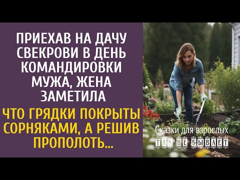 Видео: Приехав на дачу свекрови в день без мужа, заметила, что грядки покрыты сорняками… А решив прополоть…