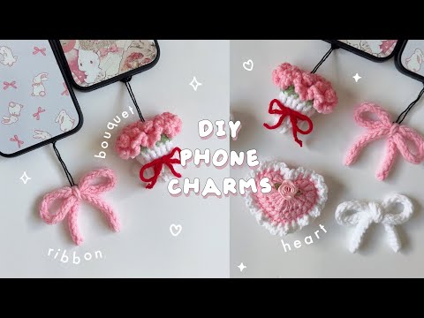 Видео: ♡ Урок по вязанию крючком милых брелоков/подвесок для телефона без шитья | Мини-лента, букет, кок...