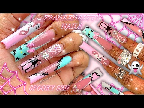 Видео: 🎀🩵 НОГТИ HELLO KITTY FRANKENSTEIN 😻🔩🧟‍♂️✨Очень подходит для начинающих✨ СЕРИЯ НОГТЕЙ НА ХЭЛЛОУИН ...