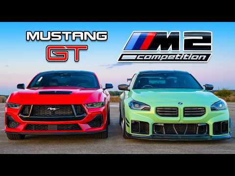 Видео: Кто победит в заезде: новый Mustang V8 или же BMW M2?
