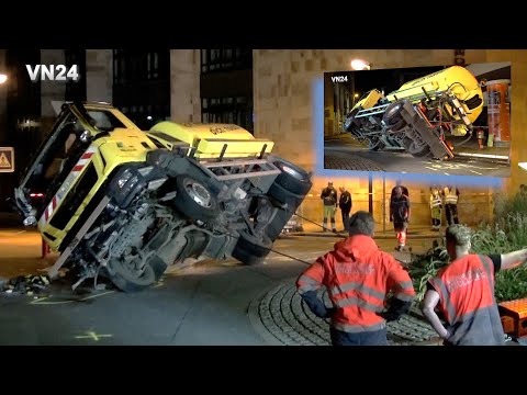 Видео: VN24 - Спасение перевернутой автоцистерны на круговой развязке города