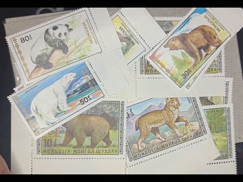 Видео: Марки, Монголия, две супер серии животных!!!