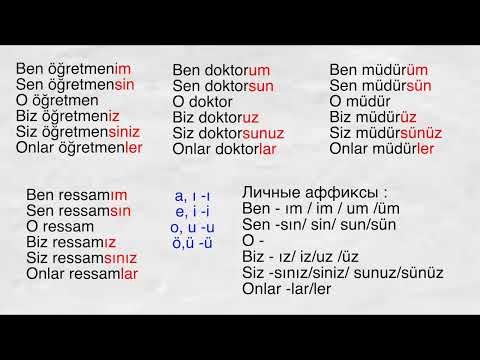 Видео: Уровень А1. Личные местоимения и их аффиксы в турецком языке.