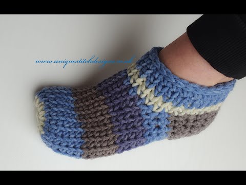 Видео: Вязаные тапочки крючком быстро и легко для начинающих