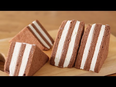 Видео: Торт-сэндвич с шоколадным кремом, очень вкусный, замороженный и съеденный как мороженое!