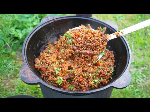 Видео: Та самая ГРЕЧКА! Гречка по-Купечески с мясом и грибами в казане.