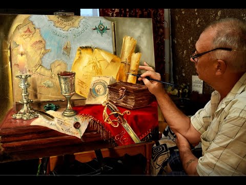 Видео: КАРТИНА В СТАРИННОМ СТИЛЕ  живопись маслом PAINTING IN THE OLD STYLE oil painting on canvas