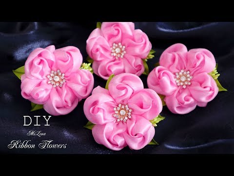 Видео: ЦВЕТЫ ИЗ ЛЕНТ, МК / РЕЗИНКИ С ЦВЕТАМИ, МК / DIY RIBBON FLOWERS